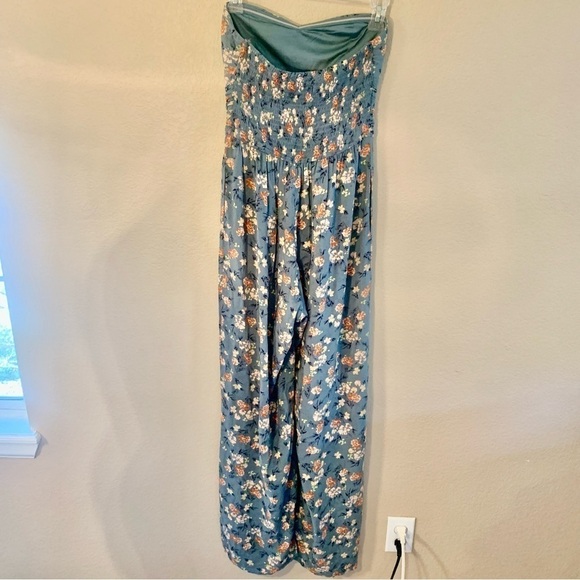 BOG Collective Jumpsuit Small Sleeveless Ocean Blue Boho Floral Cotton - Picture 5 of 16